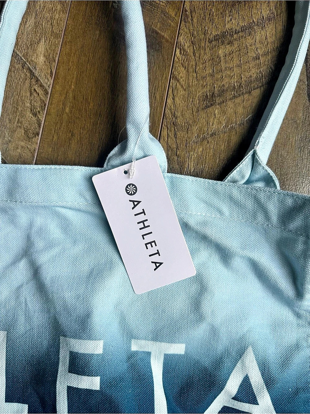 NWT Athleta Blue Ombre Canvas Tote Bag - Picture 3 of 5